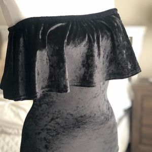 Black crushes velvet look bodysuit